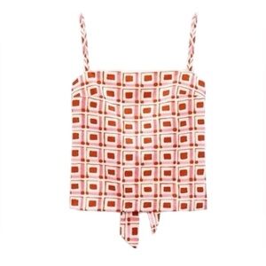 Zara Red and White Geometric Camisole